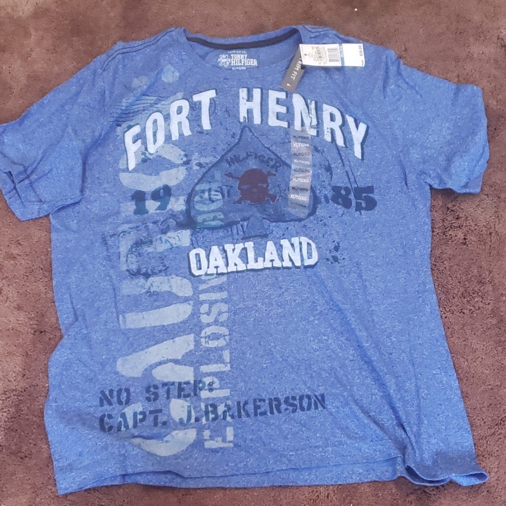 NWT Tommy Hilfiger XL blue short sleeve shirt